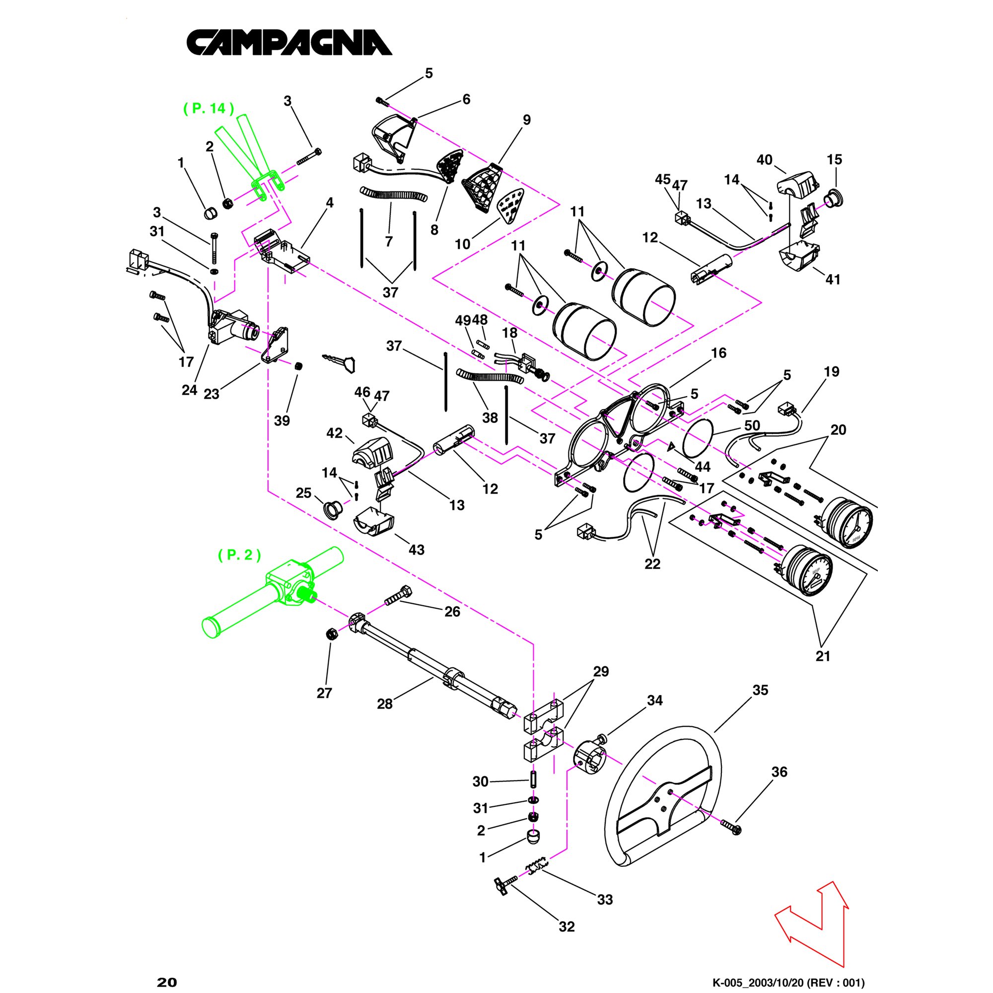 STEERING COLUMN AND INSTRUMENTS