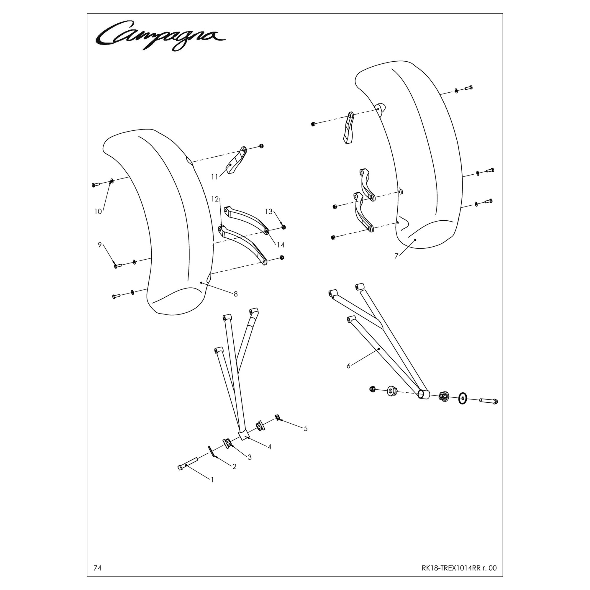 FRONT FENDERS AND EXHAUST SUPPORT