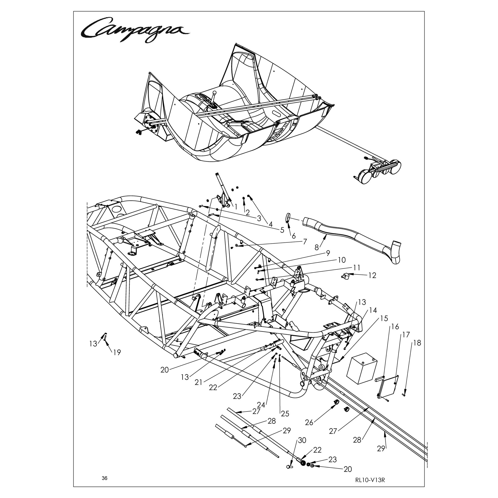 CÂBLES, FREIN À MAIN, BATTERIE ET QUINCAILLERIE