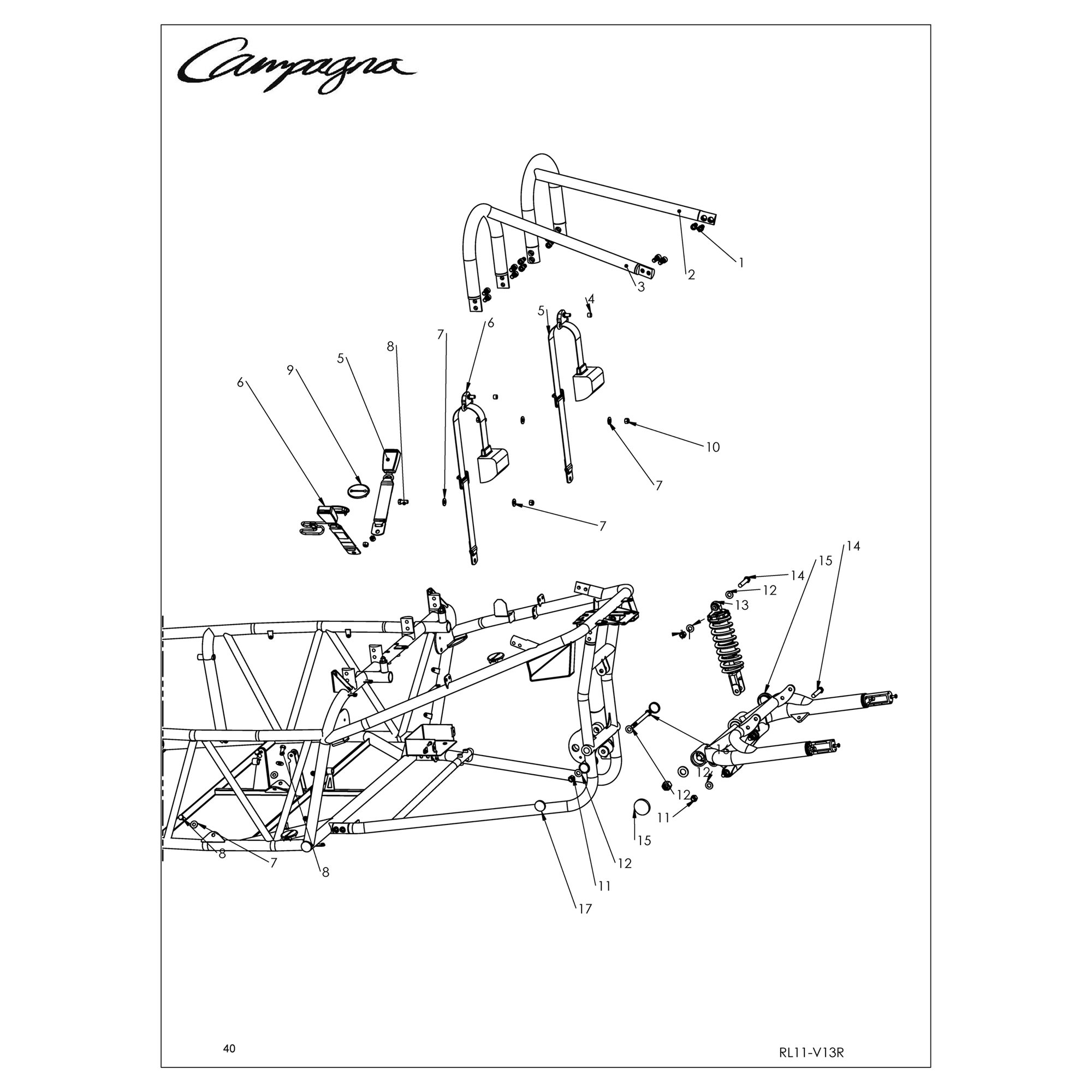 REAR SUSPENSION, SEAT BELTS AND ROLL BAR 